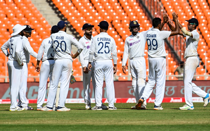 Indian cricket team during the first day of the final Test match against England on 4 March 2021 at the Narendra Modi Stadium, Ahmedabad. Picture: @GCAMotera/Twitter