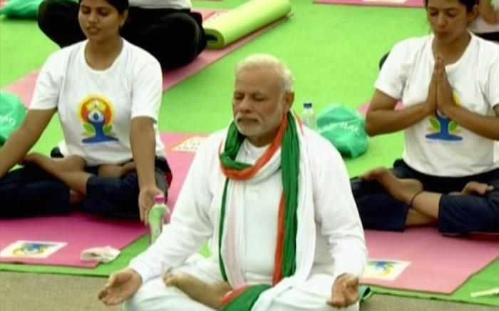  FILE: "The Indian Prime Minister leads international yoga day. Picture: CNN"
