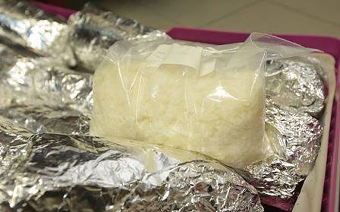 A packet of crystal methamphetamine. Picture: SAPS/Facebook.