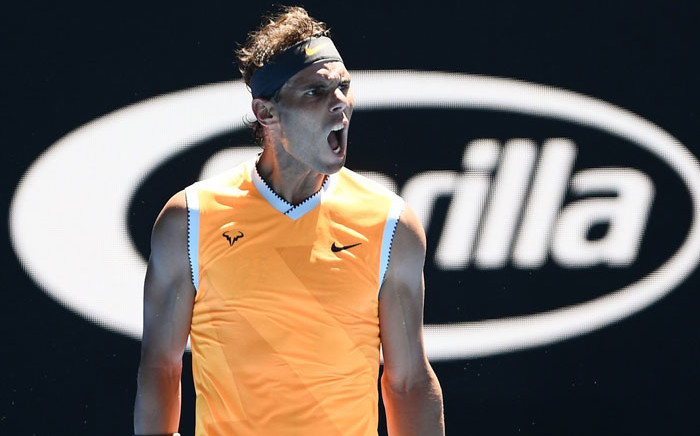 Rafael Nadal celebrates a win. Picture: @AustralianOpen/Twitter