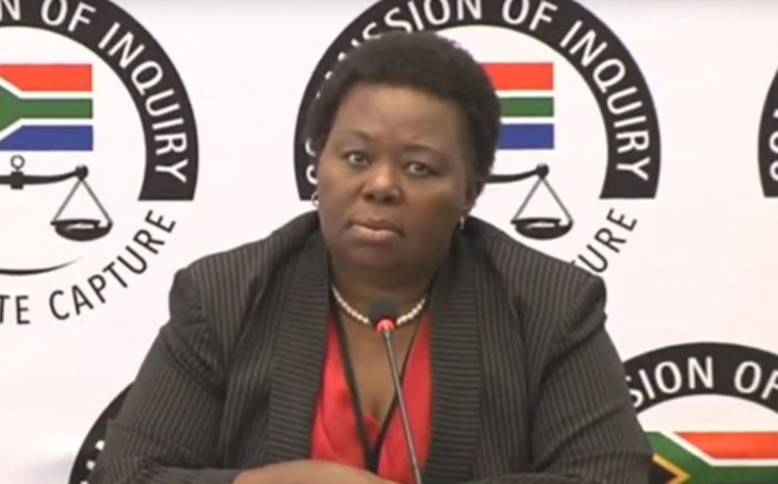 A screengrab of acting GCIS CEO Phumla Williams is giving evidence at the state capture commission of inquiry on 31 August 2018.