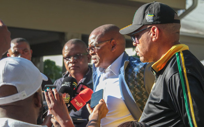ANC secretary-general Ace Magashule and national spokesperson Pule Mabe addressing the media on 13 May 2019 on the side-lines of the special NEC meeting in Pretoria. Picture: @MYANC/Twitter 