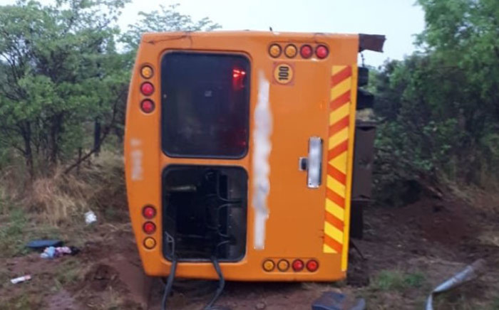 An overturned bus on Moloto Road near Pretoria on 13 November 2019. Picture: @Netcare911_sa/Twitter