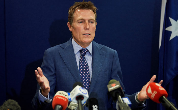 Australia's attorney general Christian Porter speaks during a press conference in Perth on 3 March 2021, after he outed himself as the unnamed cabinet minister accused of raping a 16-year-old girl. Picture: Stefan Gosatti/AFP