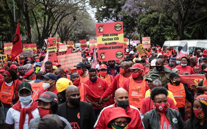 FILE: Cosatu members during a protest march. Picture: Abigail Javier/Eyewitness News
