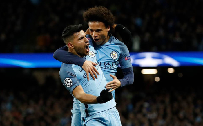Manchester City's Sergio Aguero and Leroy Sane celebrate a goal against AS Monaco in the Uefa Champions League in a last 16 first-leg thriller on 21 February 2017. Picture: Facebook.