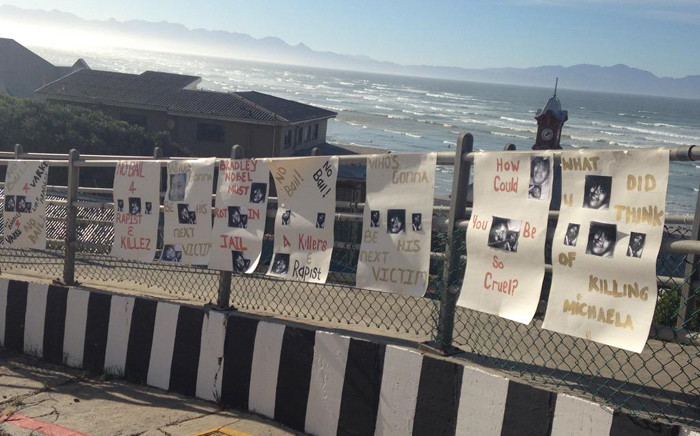 Posters in support of Michaela Adriaanse are plastered outside the Muizenberg Magistrates Court on 7 May 2015. Picture: Lauren Isaacs/EWN