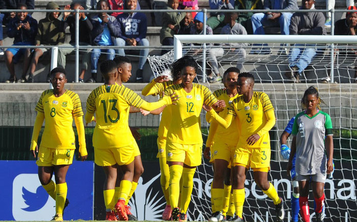 Banyana Banyana celebrate a goal in their Cosafa Women’s Championship match against Madagascar on 12 September 2018. Picture: @Banyana_Banyana/Twitter