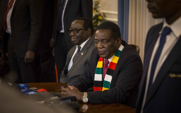 President-elect Emmerson Mnangagwa addresses the press on his election, the use of the army against his own people, and the way forward, at State House, Harare. Picture: Thomas Holder/EWN