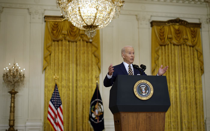 US President Joe Biden talks to reporters during a news conference in the East Room of the White House on 19 January 2022 in Washington, DC. Picture: Chip Somodevilla/Getty Images/AFP