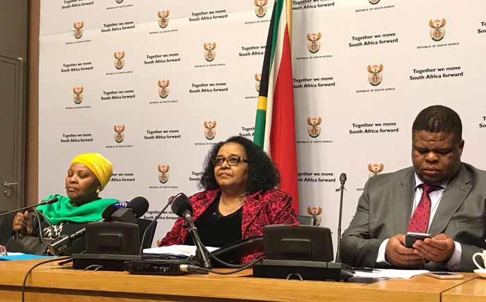 Environmental Affairs Minister Edna Molewa briefs the media on new rhino poaching statistics on 24 July 2017. Picture: Kevin Brandt/EWN