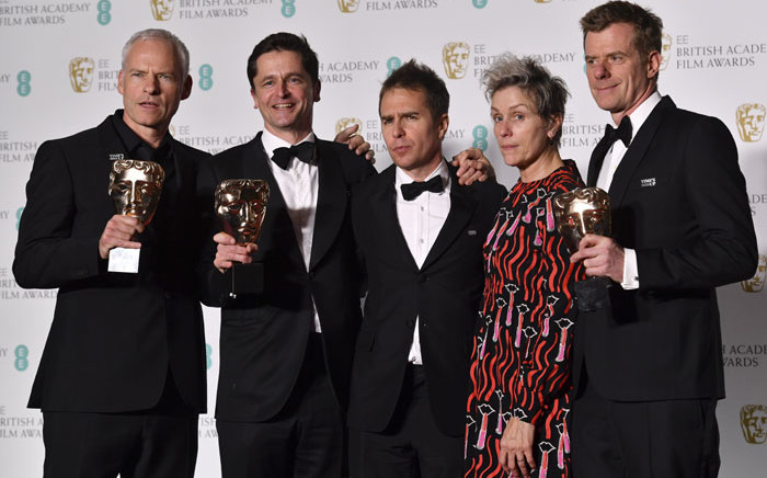 FILE: The cast and crew of 'Three Billboards Outside Ebbing, Missouri' at the British Academy Film Awards (Baftas) at the Royal Albert Hall in London on 18 February, 2018. Picture: AFP.
