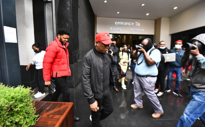 EFF leader Julius Malema leaves a Mall of Africa restaurant in Midrand during his visit on 19 January 2022. Picture: EFF/Twitter

