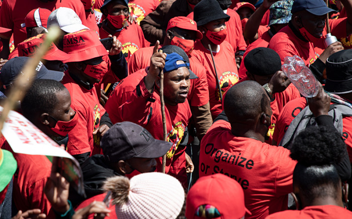 Thousands of Numsa members marched from Mary Fitzgerald Square in Newtown to the offices of the Metals and Engineering Industries Bargaining Council in Marshalltown on 5 October 2021. Picture: Xanderleigh Dookey Makhaza/Eyewitness News