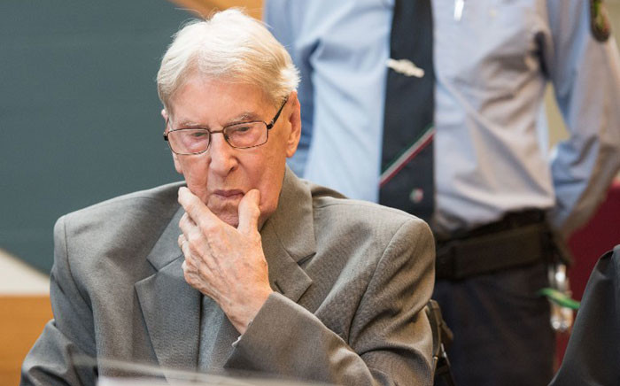 Former SS officer Reinhold Hanning sits at a court in Detmold, western Germany, on 17 June 2016, during the last day of his trial in what is expected to be one of the last Holocaust trials. Picture: AFP.