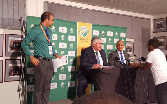 CSA CEO Haroon Lorgat and Louis von Zeuner have arrived to address the media on match fixing scandal. Picture: EWN Sport