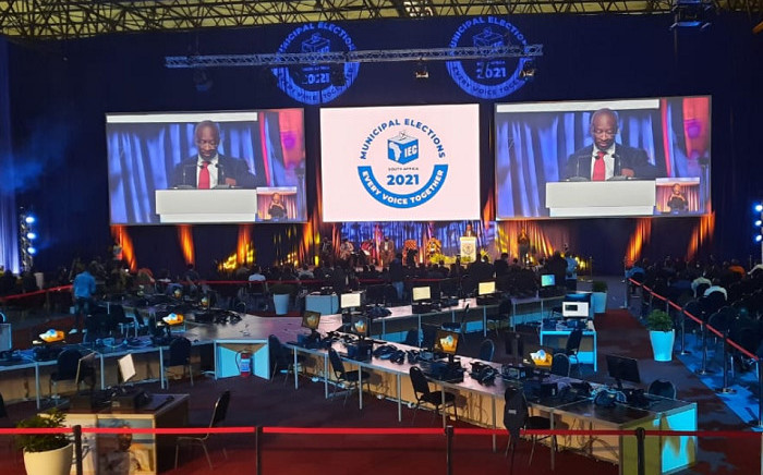 Chief electoral officer Sy Mamabolo addressing the opening of the national Results Operation Centre (ROC) on 26 October 2021 ahead of the upcoming Municipal Elections. Picture: @IECSouthAfrica/Twitter.