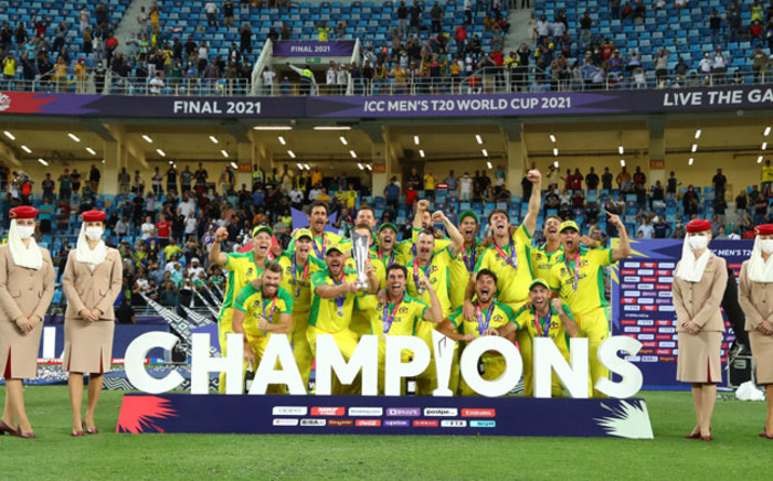 Australia celebrate their T20 World Cup win after beating New Zealand in the final on 14 November 2021. Picture: @ICC/Twitter