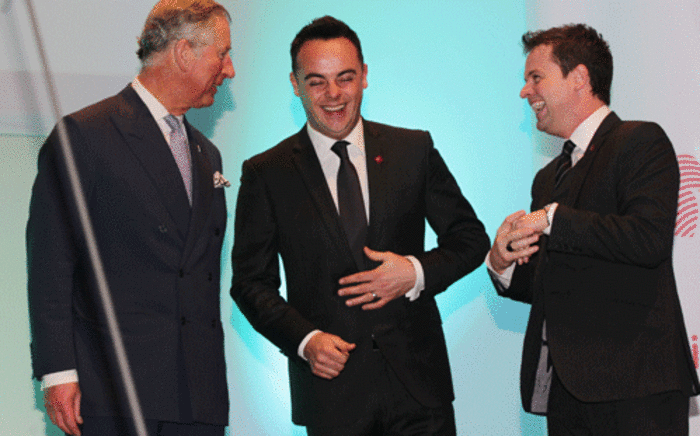 Britain's Prince Charles (L) speaks with Anthony McPartlin and Declan Donnelly, known collectively as Ant and Dec, during The Prince's Trust and L'Oreal Paris Celebrate Success Awards in 2012. Picture: AFP.