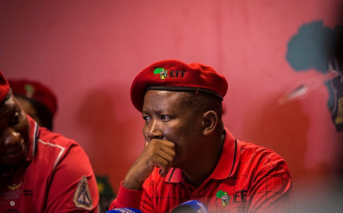 EFF leaders Julius Malema addresses the media at a press conference at the party’s head office in Johannesburg on 13 October 2016. Picture: Reinart Toerien/EWN.
