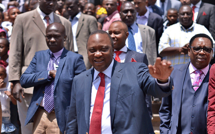 Kenya's ruling president and candidate to his own succession, Uhuru Kenyatta on 6August 2017 in the Nairobi suburb of Umoja. Picture: AFP.