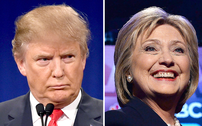 This file photo taken shows a combination of file photos of Republican presidential hopeful Donald Trump and his Democratic rival Hillary Clinton. Picture: AFP.
