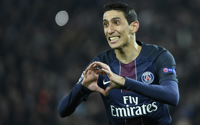 Paris Saint-Germain winger Angel di Maria celebrates a goal. Picture: AFP