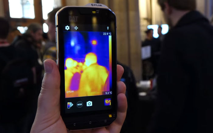 The Cat S60, the world’s first smartphone with a thermal imaging sensor. Picture: Screengrab via Android Police/YouTube. 