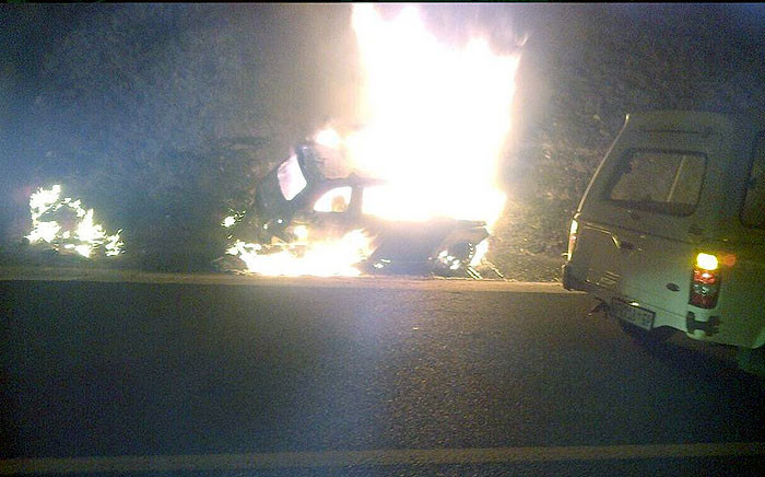 Two people were shot and a car set alight on the N1 highway in Maraisburg on 17 March 2015. Picture: @VitalmedER via Twitter
