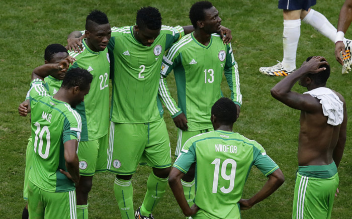 Nigeria players react after the Fifa World Cup 2014 round of 16 match between France and Nigeria in Brazil on 30 June 2014 which France won 2-0. Picture: EPA.