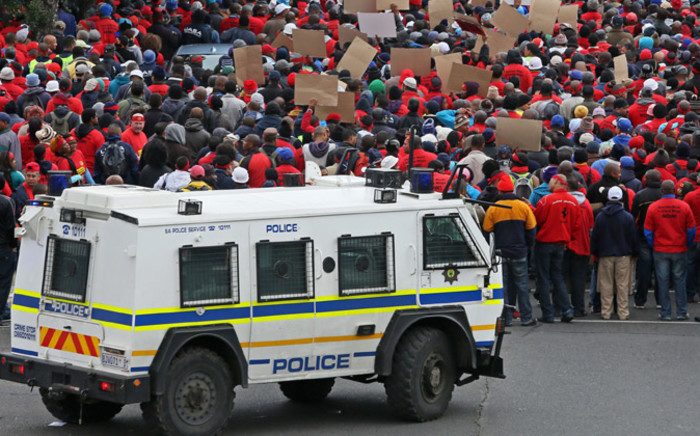 Hundreds of National Union of Metalworkers of South Africa (Numsa) members took to the street to demand pay hike in a nationwide strike on 1 July 2014. Picture: Sebabatso Mosamo/EWN.