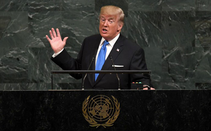 US President Donald Trump addresses the 72nd Annual UN General Assembly in New York on September 19, 2017. Picture: AFP.