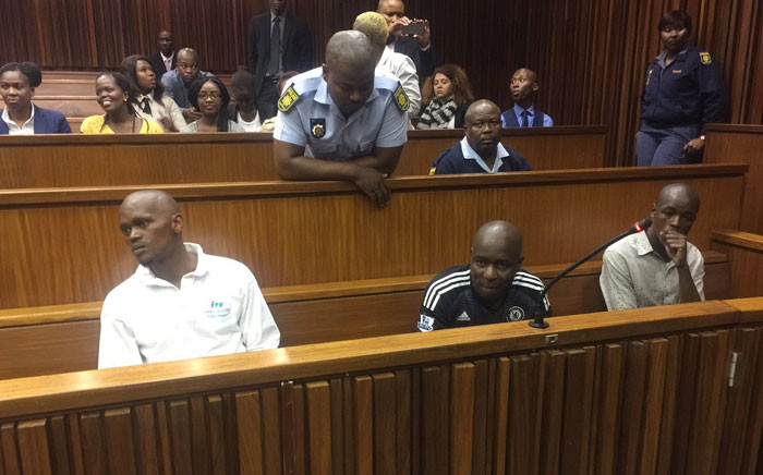 FILE: Admore Ndlovu, Thabo Nkala and Mduduzi Mathibela Lawrence await proceedings in the South Gauteng High Court. Picture: Thando Kubheka/EWN.