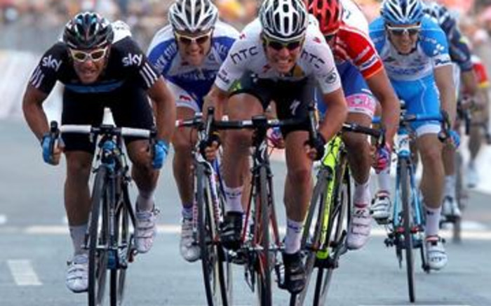 Britain's Mark Cavendish of HTC-Highroad sprints to win the 12th stage of the 94th Tour of Italy. Picture: Luk Benies/AFP
