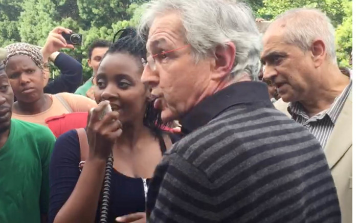 UCT vice-chancellor Max Price when a few students refused to let him leave a gathering in front of the Bremner Building on Middle Campus on Friday. Picture: Monique Mortlock/EWN