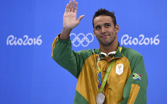 FILE: South Africa's Chad Guy Bertrand Le Clos poses with his silver medal on the podium of the Men's 200m Freestyle during the swimming event at the Rio 2016 Olympic Games at the Olympic Aquatics Stadium in Rio de Janeiro on 8 August 2016. Picture: AFP