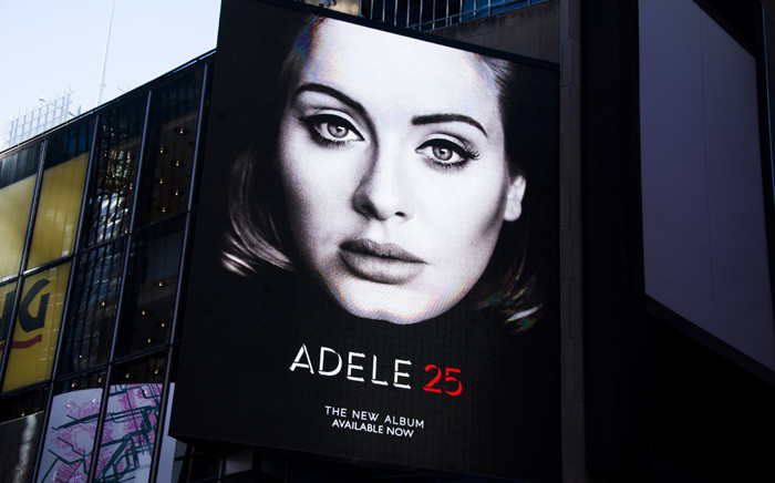 A view of a billboard for Adele’s new album '25' in New York. Picture: EPA/Justin Lane.