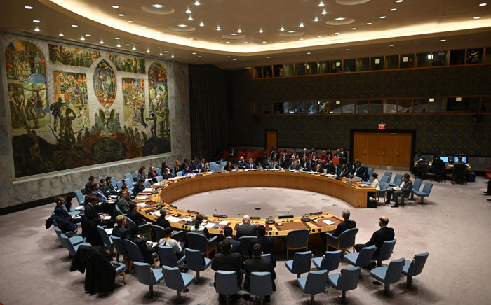 FILE: A meeting of the UN Security Council at United Nations headquarters in New York on 26 February 2020. Picture: Johannes Eisele/AFP