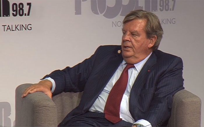 A YouTube screengrab of businessman Johann Rupert during his interview with the chairperson of the MSG Afrika Group Given Mkhari.