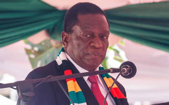 Zimbabwe President Emmerson Mnangagwa takes his oath of office in Harare on August 26, 2018 Picture: AFP.