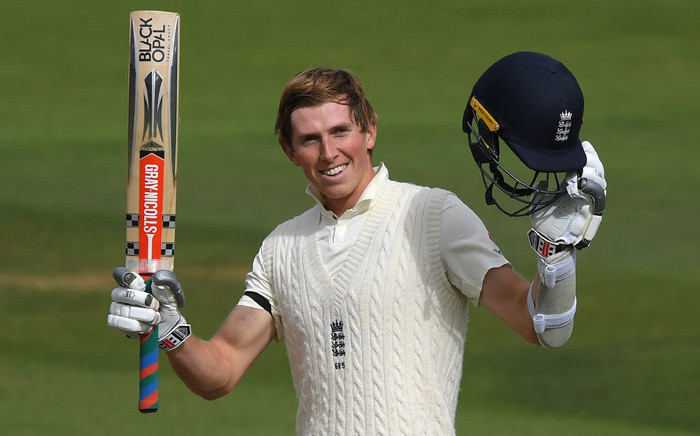 England's Zak Crawley celebrates his century on the first day of the third Test cricket match between England and Pakistan at the Ageas Bowl in Southampton, southwest England on 21 August 2020. Picture: AFP