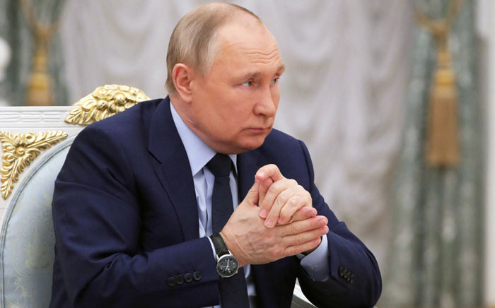 Russian President Vladimir Putin looks on as he holds a meeting of the Russia - Land of Opportunity platform supervisory board at the Catherine's Hall of the Kremlin in Moscow on 20 April 2022. Picture: Mikhail KLIMENTYEV/Sputnik/AFP