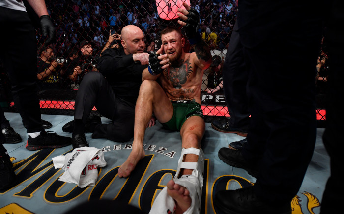 Conor McGregor suffered an injury to his lower tibia in his Saturday, 10 July fight against Dustin Poirier and was expected to undergo surgery on Sunday to repair the damage. Picture: Twitter/@UFCEurope