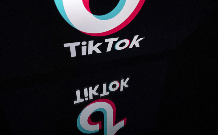 This file photo taken on 21 November 2019 shows the logo of the social media video sharing app Tiktok displayed on a tablet screen in Paris. Picture: AFP