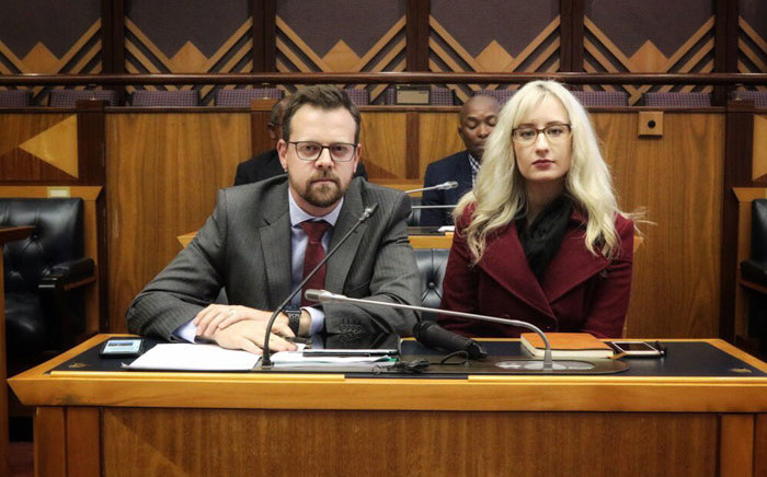 Afriforum’s Ernst Roets and Monique Taute make oral submission before Parliament’s constitutional review committee on 6 September 2018. Picture: @afriforum/Twitter