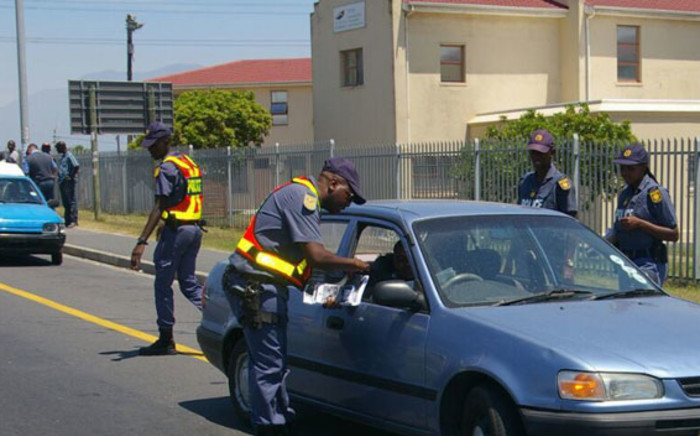 Police conduct a road block in Nyanga, Cape Town. Picture: @SAPoliceService/Twitter