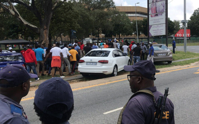 Several Uber and Bolt drivers took part in a protest on 19 February 2020 over safety issues and drove in convoy from Zoo Lake in Parkview to Sandton. Picture: Sethembiso Zulu/EWN.