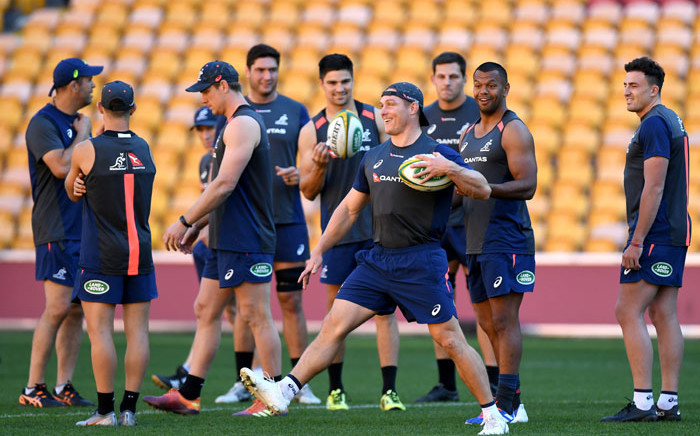 Australia players during a training session. Picture: @qantaswallabies/Twitter