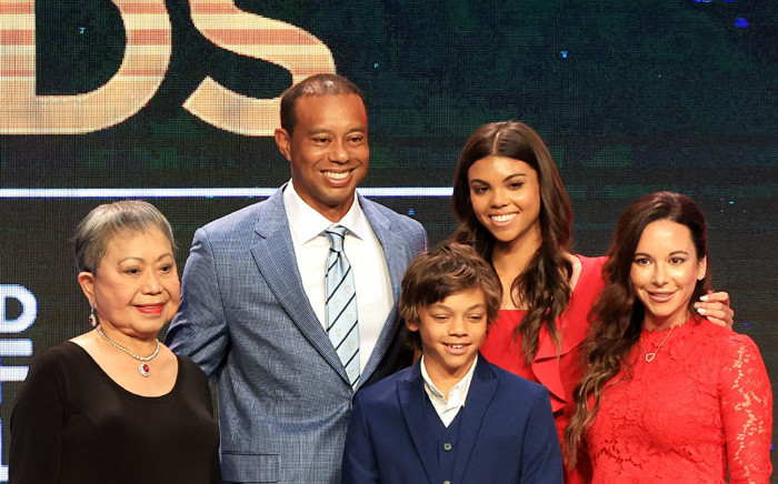 Golfer Tiger Woods (second from left) poses with his family during his induction into the World Golf Hall of Fame on 9 March 2022. Picture: @TigerWoods/Twitter