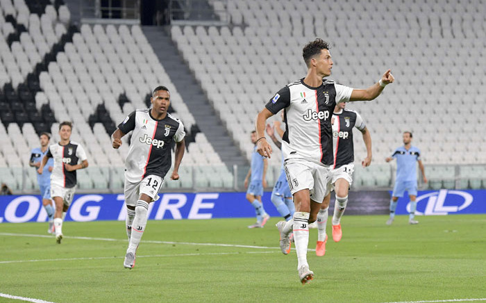 FILE: Juve's Cristiano Ronaldo (right) celebrates his goal against Lazio during their Serie A match on 20 July 2020. Picture: @juventusfcen/Twitter